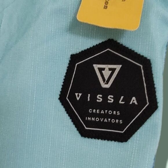 NEW Vissla Dredges Board Shorts Surf Sz 27 Upcycle Stretch Blue Retro Colorblock - Picture 2 of 9